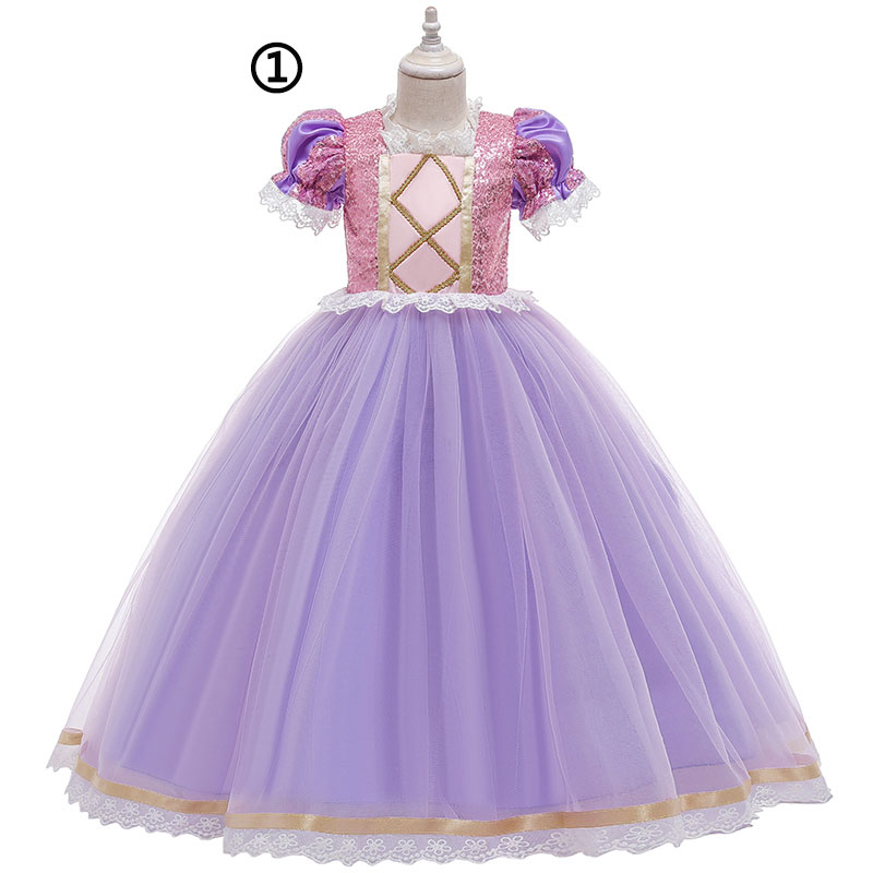 Disney Movie Tangled Princess Rapunzel Costume Kids Halloween Fancy Cosplay Rapunzel Dress Child Carnival Party Sequin Disguise