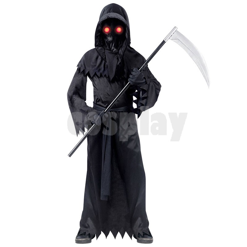 Halloween Costumes for Kids Grim Reaper Cosplay Costumes Fancy Outfit Full Set Clothes Grim Reaper Robe Horror Costume