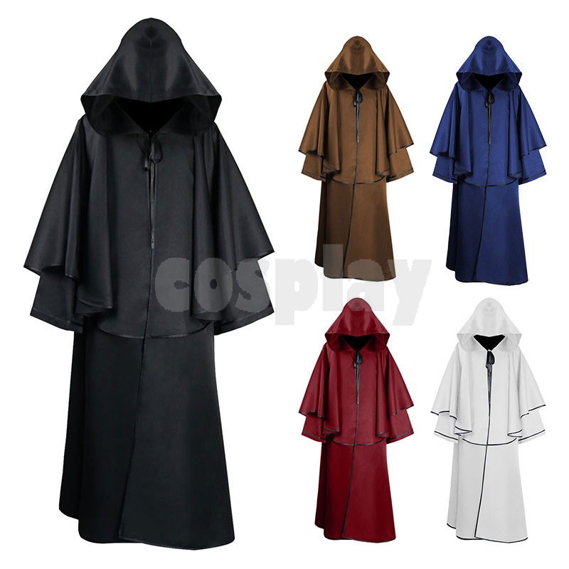Wizard Cosplay Halloween Costumes For Woman Man Adults Medieval Witch Friar Robe Priest Costume Ancient Clothing Christian Suit