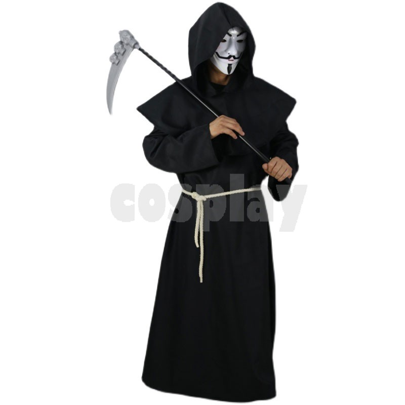Unisex Halloween Robe Hooded Cloak Costume Cosplay Monk Suit Adult Role-playing Decoration Clothing