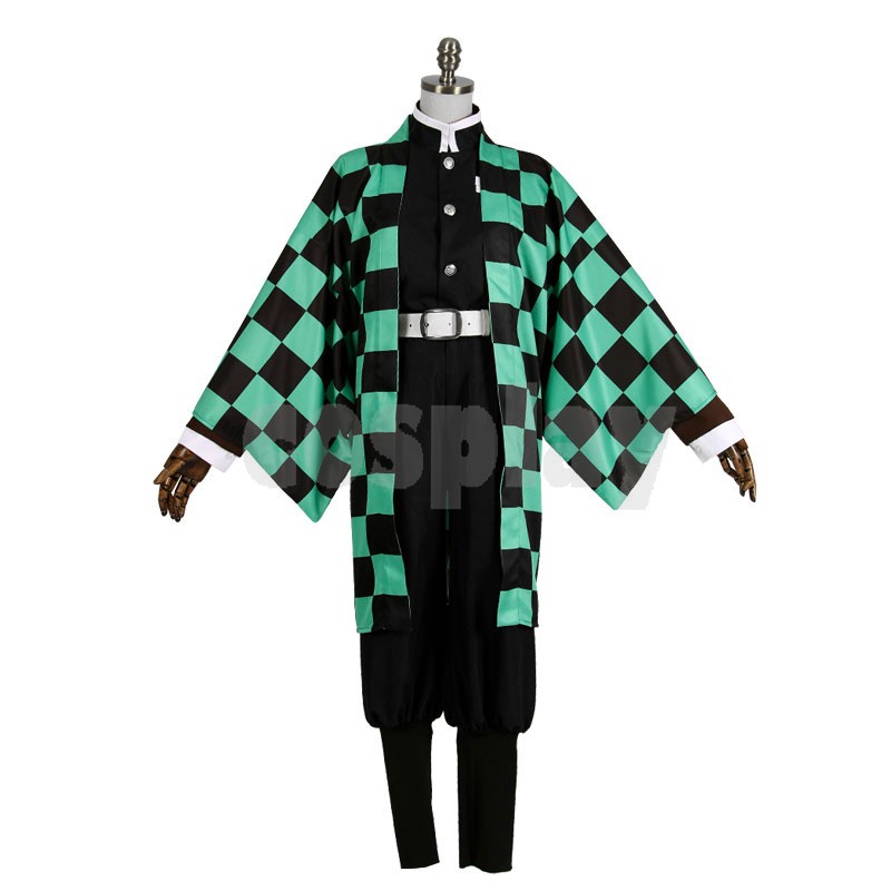 DEMON SLAYER Blade of Demon Kimetsu no Yaiba Kamado Tanjirou Green Kimono Uniform Cosplay Costume Outfit