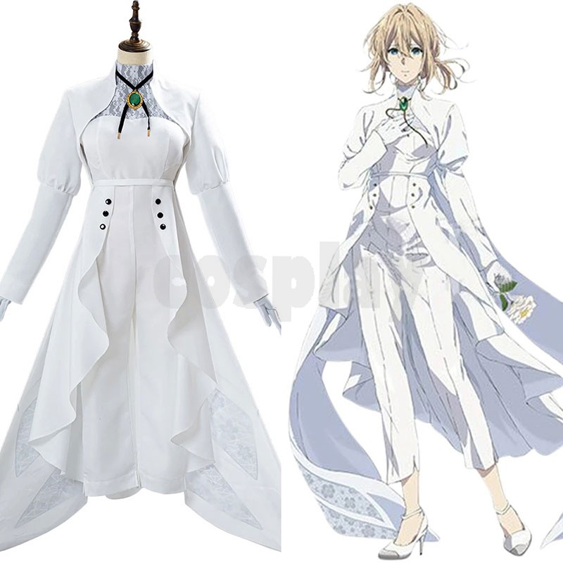 Violet Evergarden: Eternity and the Auto Memories Doll Cosplay Costume Outfit Halloween Carnival White Dress