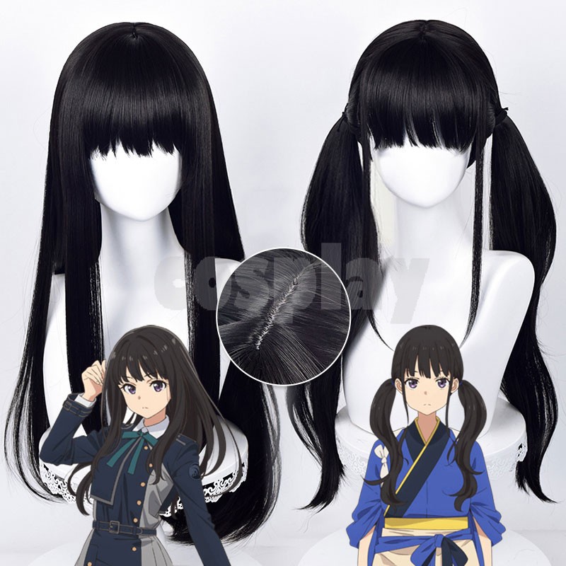 Anime Lycoris Recoil Inoue Takina Cosplay Wig Woman Long Black Heat Resistant Synthetic Hair Halloween Party Wigs