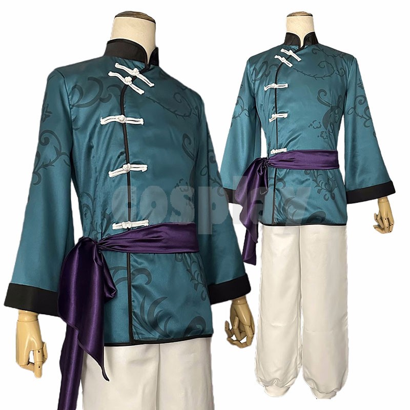 Anime BLUE LOCK Cosplay Rin Itoshi Chinese Style Costume Top Pants Belt Full Sets Kung Fu Tang Halloween Carnival Suit Man