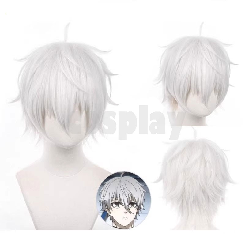 Anime BLUE LOCK Seishiro Nagi Cosplay Wigs Silver White 30cm Short Warping Cosplay Heat Resistant Wig Halloween