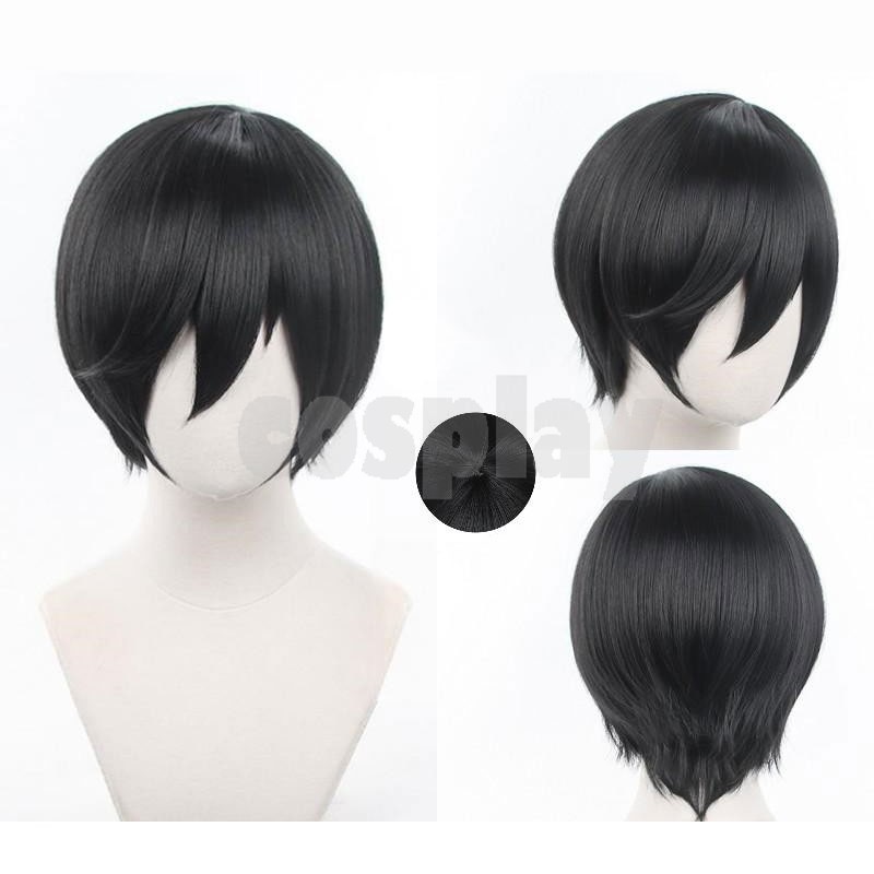 Anime Blue Lock Itoshi Rin Short Black Cosplay Wig Heat Resistant Synthetic Wigs