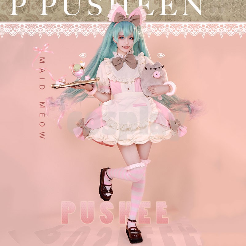 VOCALOID Pusheen Hatsune Miku Cosplay Maid Dress Cosplay Costume Halloween Costumes